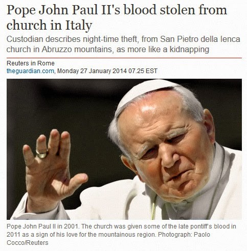 Pope John Paul II blood stolen