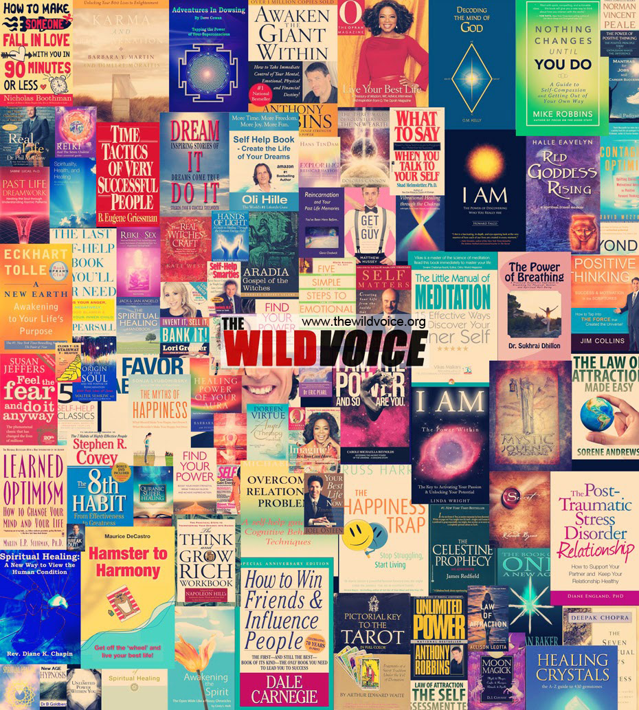 collage of self help books the wild voice