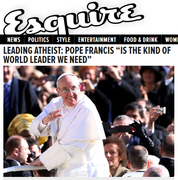 Pope Francis, False Prophet, New World Order, atheists, atheism, Esquirer, The WILD VOICE, apostasy