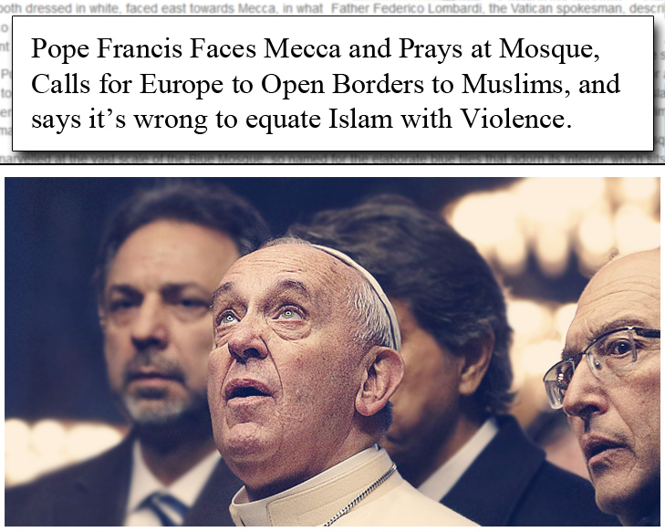 Pope, Francis, Istanbul, False Prophet, Mecca, Mosque, One, World, religion, The Wild Voice