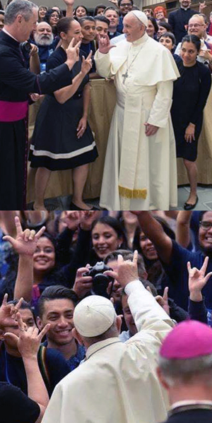 pope francis devil horns hand sign