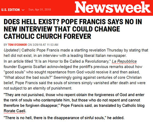 pope francis there is no hell