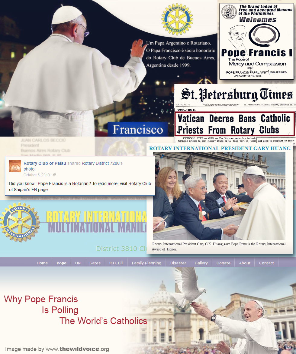 Pope Francis, Rotary Club, False Prophet, Freemasonry, freemason, freemasons, The Wild Voice, Maria Divine Mercy, Rotary, club, rotarian, father, linus