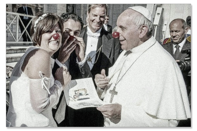 Pope Francis wearing clown nose