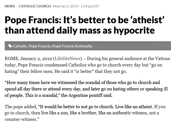 FALSE PROPHET POPE FRANCIS ATHEIST