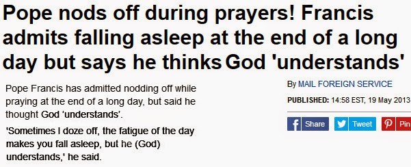 pope sleeps during prayers