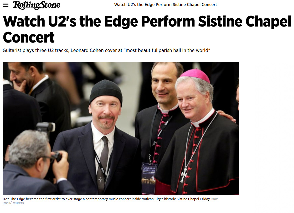 u2 the edge sistine chapel